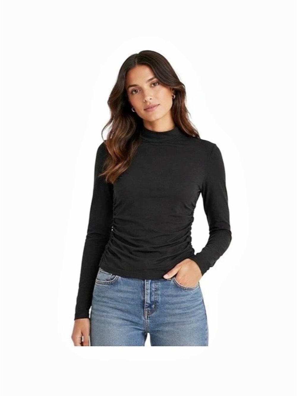 Madewell Ruched Mockneck Long-Sleeve Top